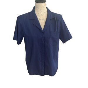 Diane Von Furstenberg Blouse‎ Womens Small Blue Shoulder Pads Button Up Vintage